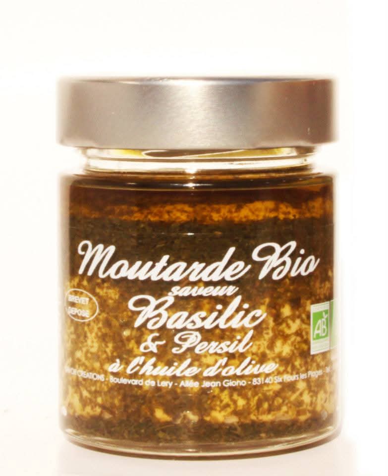 Moutarde saveur basilic et persil Les Bons Plans du Châtelain